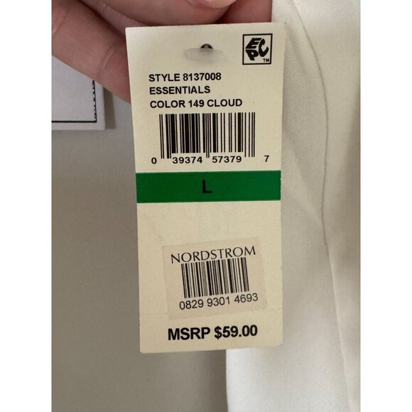 1. STATE Chiffon Inset V-Neck Spaghetti Strap Cami Large Cloud White - Picture 15 of 16